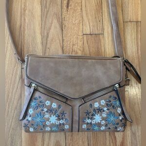 Floral embroidered cross body